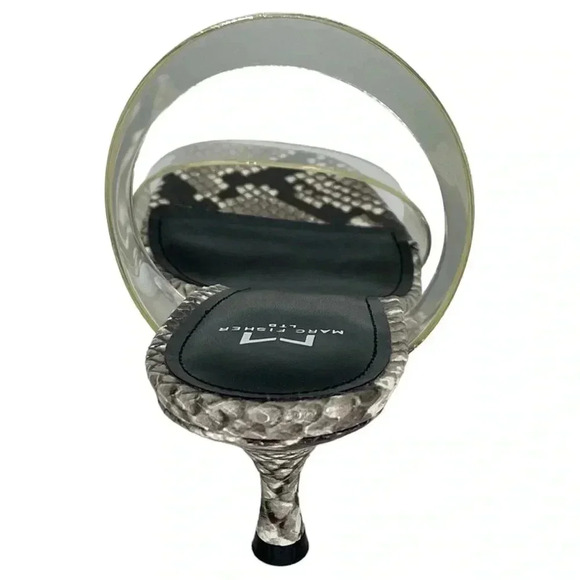 NWOB Marc Fisher Womens Heeled Sandals 8.5M Guadia2 Snake Print Clear Strap - Picture 4 of 14